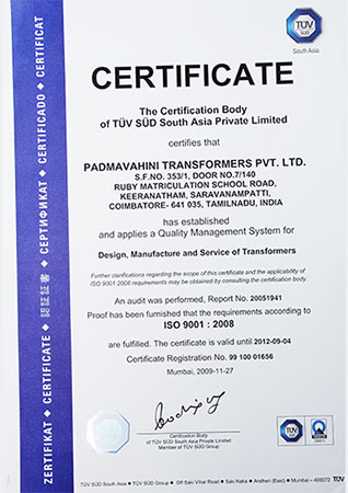 ISO 2008 Certificate
